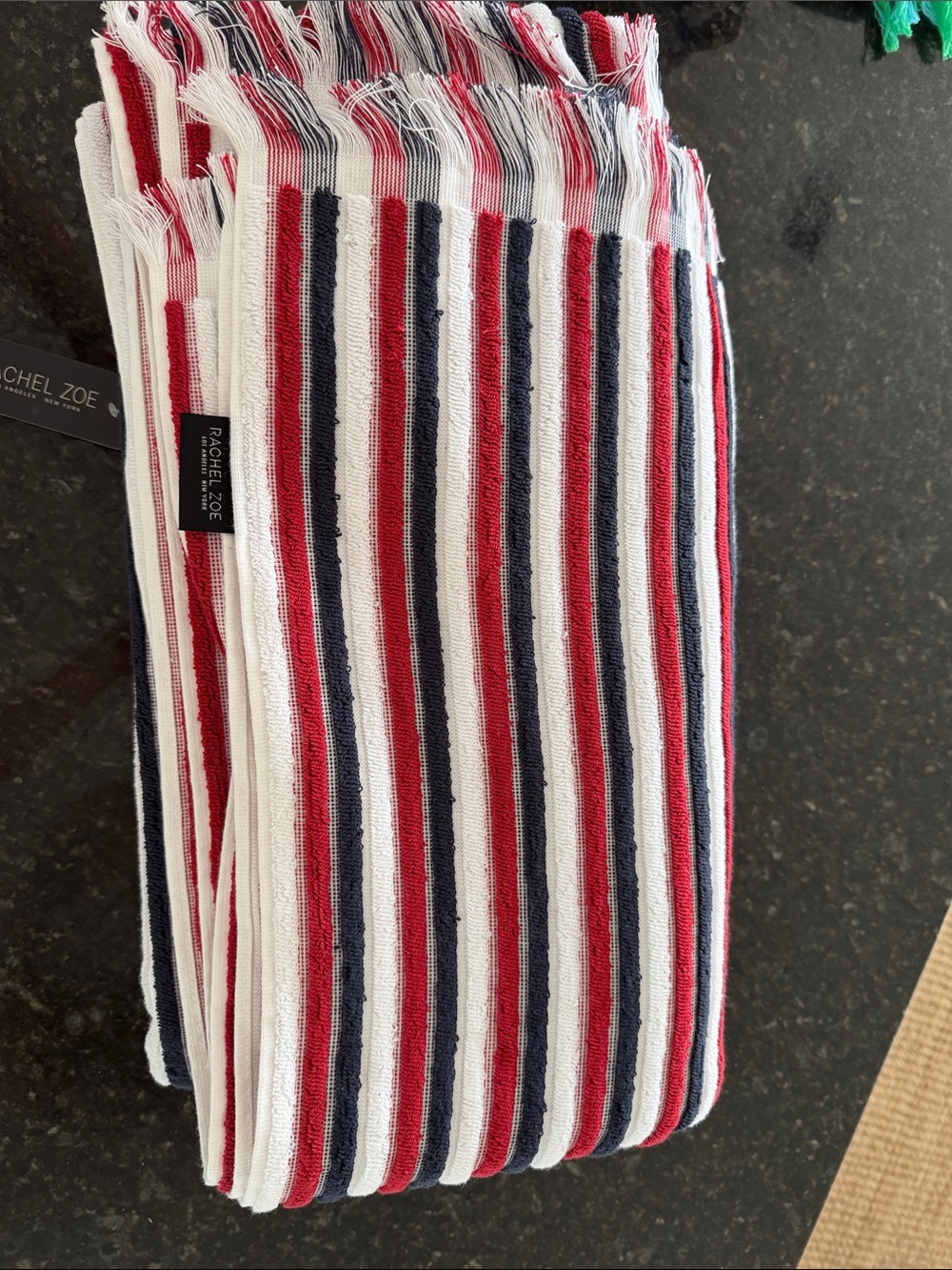 Pair Rachel Zoe Americana Striped Oversized Beach Towel With Fringe